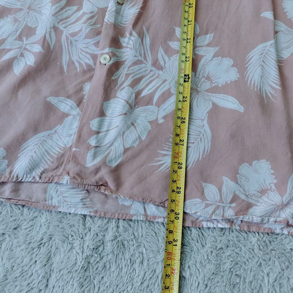 Zara Hawaiian Shirt Men's M Pink Tropical Floral Relaxed Fit Viscose Lightweight